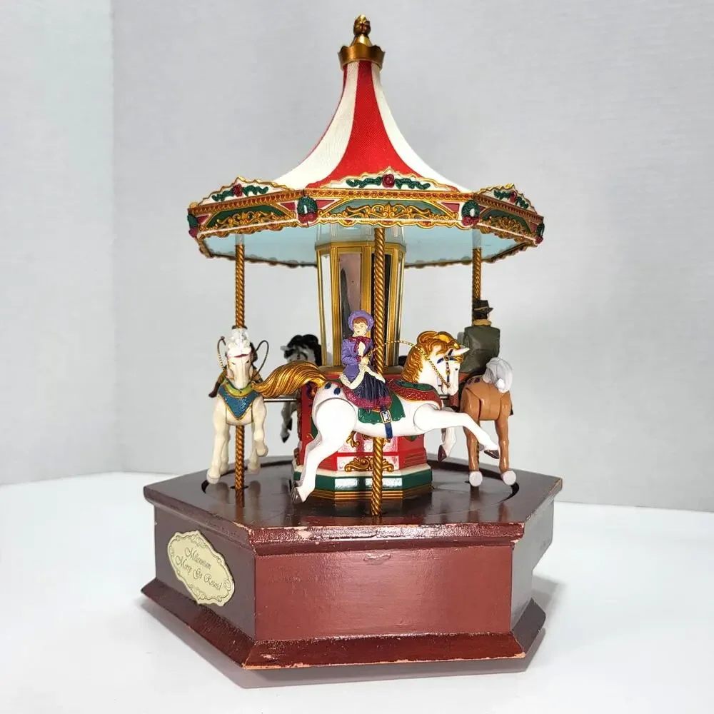 Mr Christmas Holiday Millennium Merry Go Round Vintage Christmas Music box Works